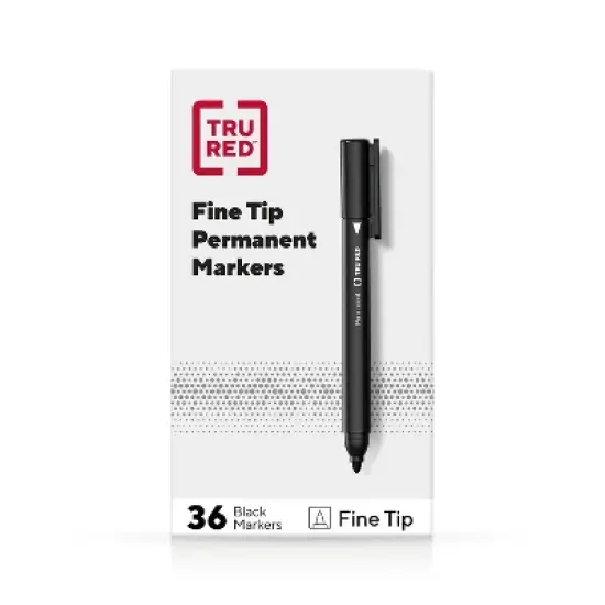 TRU RED Pen Permanent Markers Fine Tip Blk Dozen TR54533 image {9}