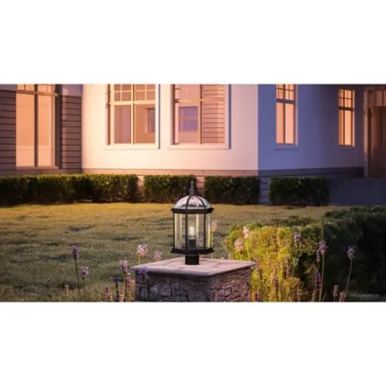 Urban Ambiance Luxury Transitional Outdoor Post Light 18.125''H x 9.75''W,  Midnight Black Finish,  Greensboro Collection, UHP1379 image {1}