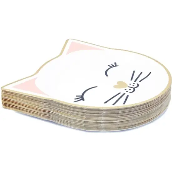 Blue Panda 48Pcs Cat with Gold Foil Disposable Paper Plates 9.5" x 9.9" for Birthday Party image {4}