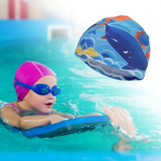 Unique Bargains Kid's Polyester Cartoon Whale Swim Cap 1 Pc image {1}
