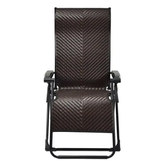 Tangkula 2-Piece Patio Rattan Wicker Recliner Chair Zero Gravity Folding Chaise Lounger image {3}