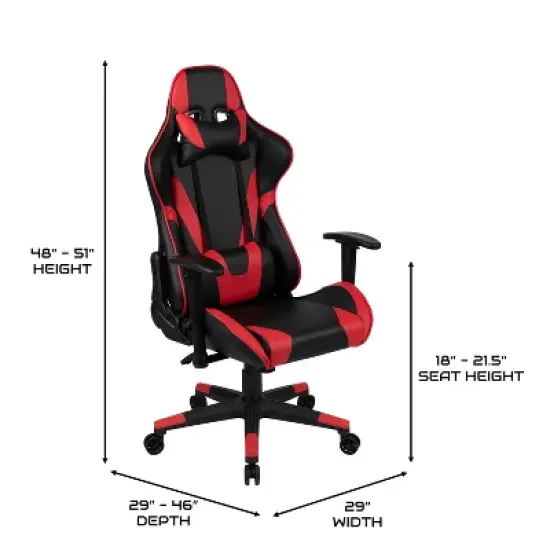 BlackArc Bravo Red Gaming Desk & Chair Set: High Back Gaming Chair with Lumbar Support & Adjustable Arms; Desk with Cupholder/Headphone Hook image {8}
