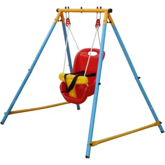 INFURNIC Baby Activity Gyms Indoor Outdoor Metal Swing Set with Safety Belt for Infants, Multicolor, 48.03"*39.76"*44.09" image {4}