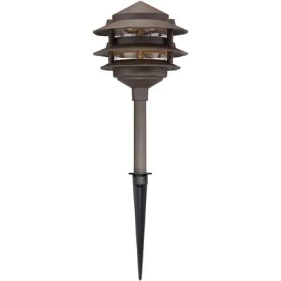 John Timberland Three-Tier Pagoda 11" High Bronze LED Path Lights Set of 2 image {2}