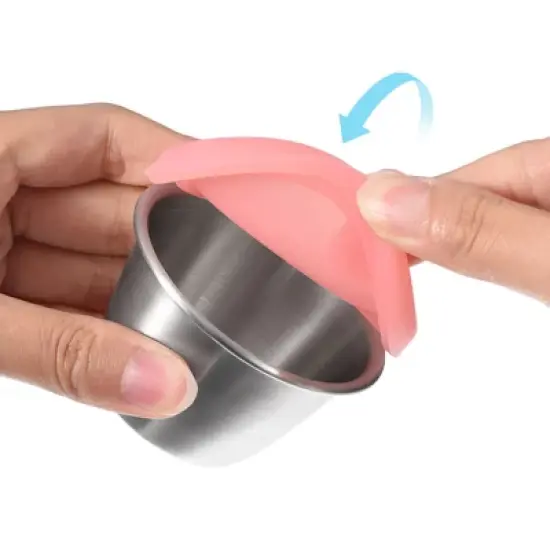 Unique Bargains Stainless Steel Picnic Travel Salad Dressing Condiment Container Cups with Lids 3 Pcs image {4}