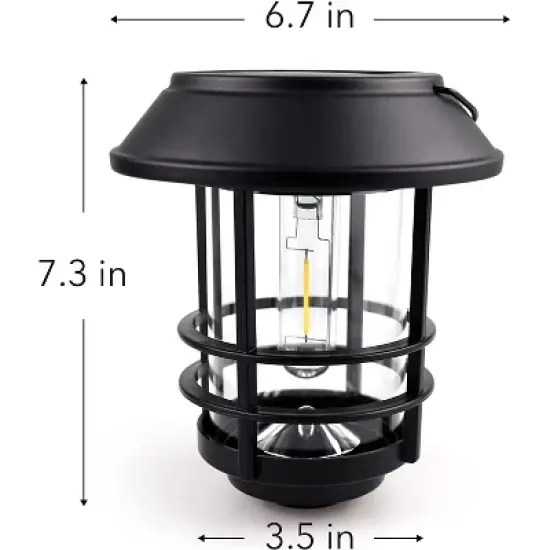 Dartwood Solar Wall Lanterns - Outdoor Mounted Wall Lanterns for Your Yard, Patio, or Walkway (2 Pack, Black) image {8}