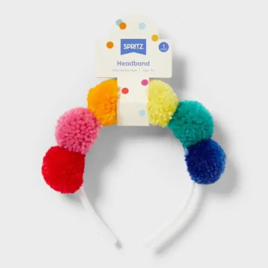 1ct Rainbow Pom-Pom Headband - Spritz&trade; image {3}