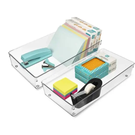 Sorbus Clear Drawer Organizer 2 Piece Set - high-quality durable - organize the office, kitchen, bathroom, and more - BPA-free image {2}