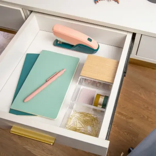 Martha Stewart Brody Clear Plastic Storage Organizer Bins with Lid for Home Office, Kitchen, or Bathroom image {6}