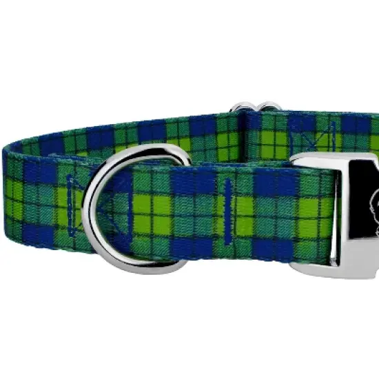 Country Brook Petz Premium Blue and Green Plaid Dog Collar and Leash image {4}