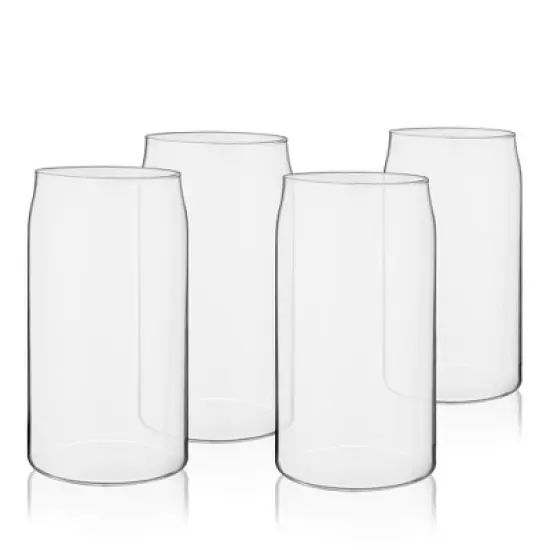 True Beer Can Pint Glass, Clear Glass Beer Cup, Set of 4, Holds 16 Ounces, Dishwasher Safe, Beer Can Shape, Tapered Lip, Craft Beer Glass image {9}