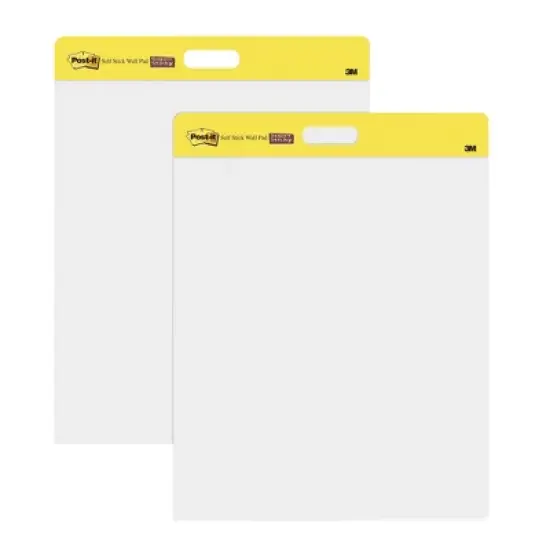Post-it&reg; Wall Pad, 20 in x 23 in, White, 20 Sheets/Pad, 2 Pads/Pack, Mounts with Command&trade; Strips included image {3}