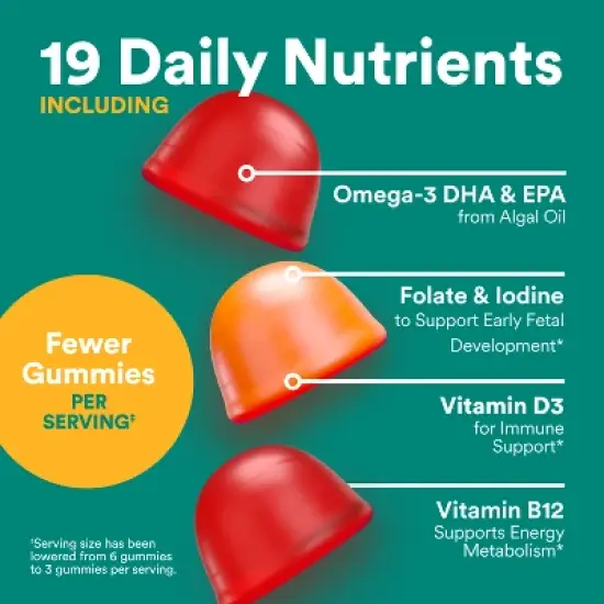 SmartyPants Prenatal Plus Multivitamin & Omegas Gummies with Methylfolate, C, D3, B12 & Zinc - 90ct image {5}