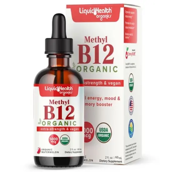 Organic Bariatric Liquid Vitamin B12 - Extra Strength & Vegan 5,000 mcg image {1}