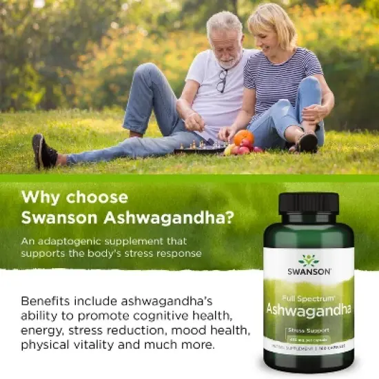 Swanson Full Spectrum Ashwagandha Herbal Supplement, Promotes Relaxation & Helps Support A Healthy Stress Response, 450 mg (100 Caps) image {4}