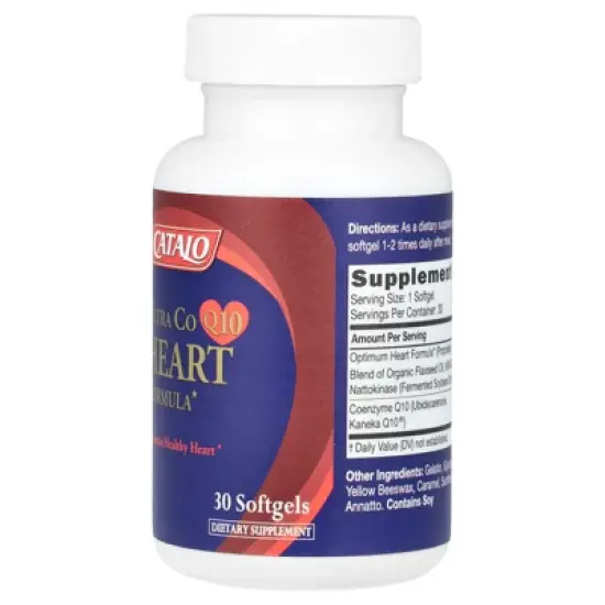 CATALO Extra CoQ10, Heart Formula with Nattokinase & Flaxseed Oil, 30 Softgels image {3}