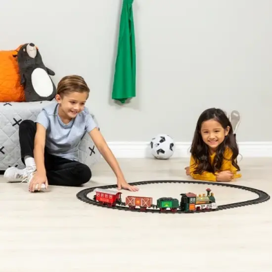Best Choice Products Kids Classic Electric Railway Train Car Track Play Set Toy w/ Music, Lights image {1}