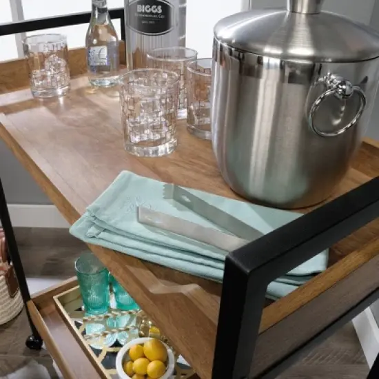 2 Shelf North Avenue Rolling Cart Sindoori Mango - Sauder image {3}