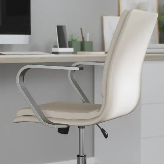 Merrick Lane Mid-Back Home Office Chair with Armrests, Height Adjustable Swivel Seat and Five Star Base image {4}