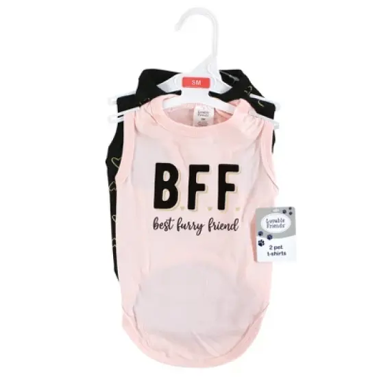 Luvable Friends Dog Pet Dog and Cats Cotton T-Shirts 2pk, Bff Hearts image {1}