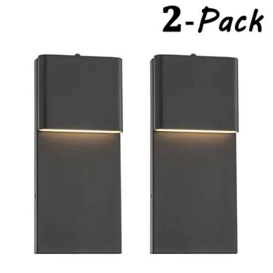 ALOADECOR Modern Simple Sqaure Integrated LED Outdoor Wall Sconce with Dusk to Dawn Sensor in Matte Black for Porch Patio (&uml;2 Pack) image {7}