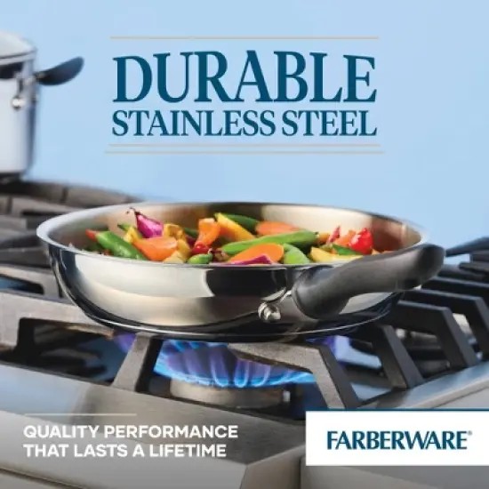 Farberware Reliance 12pc Stainless Steel Cookware Pot and Pan Set Silver: Dishwasher-Safe, Induction Compatible, Tempered Glass Lids image {5}