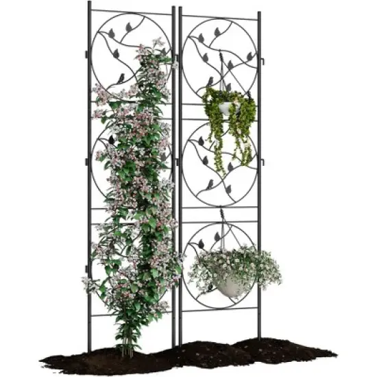 Black Metal Trellis for Climbing Plants - Heavy Duty Rustproof Garden Trellis for Roses, Vines & Vegetables - Indoor/Outdoor Plant Support image {3}