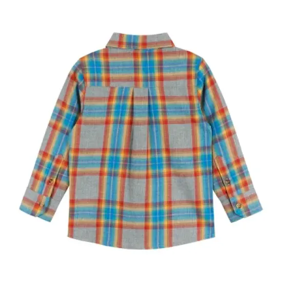 Andy & Evan  Toddler Heather Grey Plaid Ultra Soft Buttondown image {2}