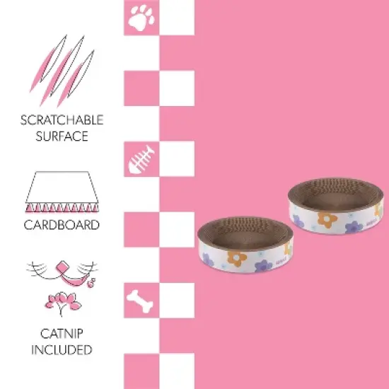 THE LICKER STORE Daisy Modern Cardboard Bowl Cat Scratcher with Catnip image {2}