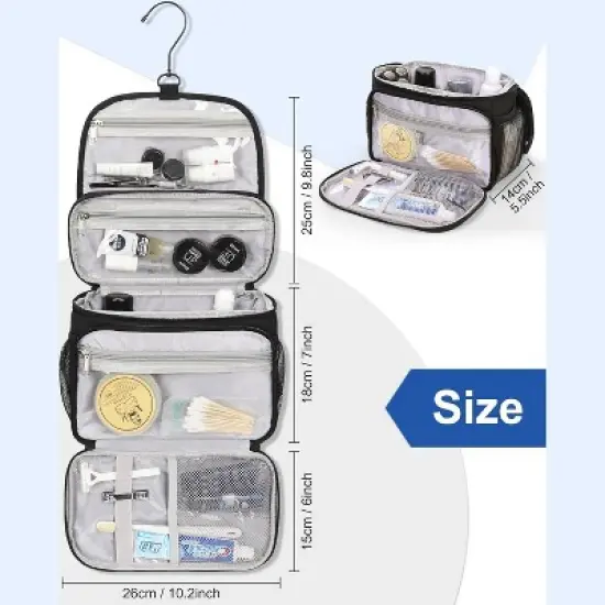 Narwey Toiletry Bag for Men, Hanging Toiletries Bag for Women Water Resistant Dopp image {5}