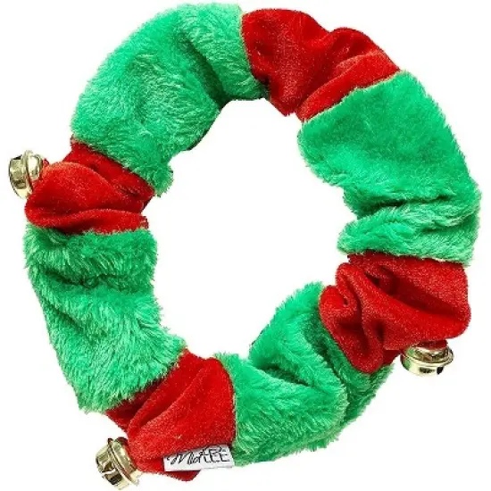 Midlee Red/Green Christmas Plush Bell Collar image {8}
