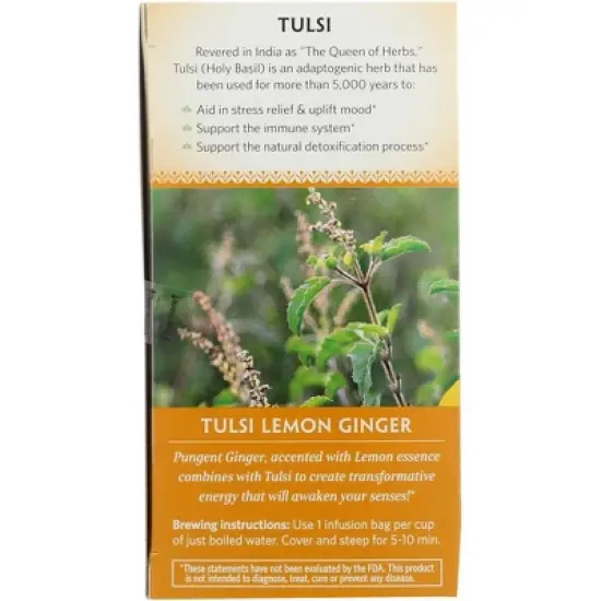 Organic India Tulsi Lemon Ginger Tea - Case of 6/18 Bags image {4}