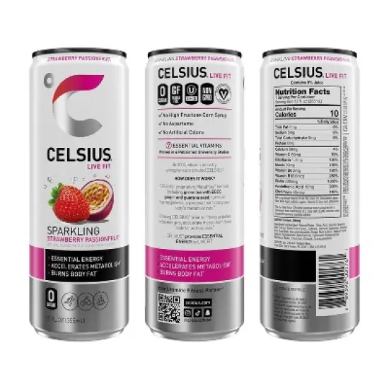 CELSIUS Sparkling Strawberry Passionfruit Functional Energy Drink - 12 fl oz Can image {1}