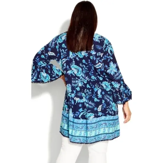 Women's Plus Size  Aurora Border Tunic - navy | AVENUE image {1}