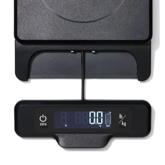 OXO 5Lb Food Scale with Pull Out Display: Kitchen Scale, Backlit Electronic Display, Black, Battery Powered image {1}
