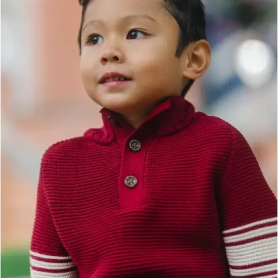 Hope & Henry Boys' Long Sleeve Mock Neck Raglan Sweater with Kanga Pocket, Infant image {3}