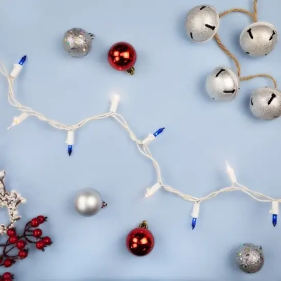 Northlight Mini Incandescent Christmas Lights - Blue and Clear - 7' White Wire - 35ct image {2}