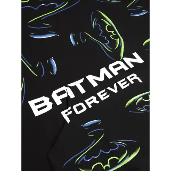 Batman Forever Batman & Riddler Repeat Logo Long Sleeve Black Adult Hooded Sweatshirt image {1}