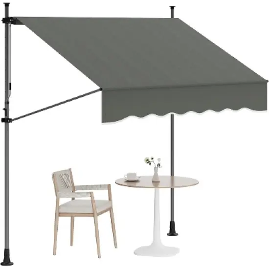 118&rsquo;&rsquo;x67&rsquo;&rsquo; Manual Retractable Awning, Freestanding Patio Awning with Crank Handle image {8}
