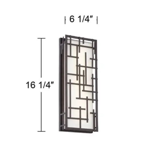 Possini Euro Design Outdoor Wall Light Fixture Bronze LED 16 1/4" High White Cased Glass for Exterior Barn Deck House Porch Yard Patio Outside Garage image {8}