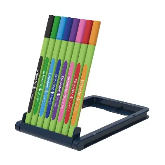 Schneider&reg; Line-Up Fineliner Pen, 0.4 mm, Adjustable Case Stand, 8 Assorted Ink Colors image {1}