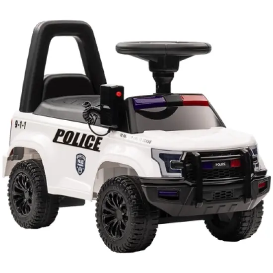 Aosom Kids Ride On Sliding Car with Hidden Under Seat Storage, Ride On Police Car for Toddler with Megaphone, Anti Dumping Device, Removable Backrest, Foot-to-Floor Design, Aged 18-60 Months image {6}