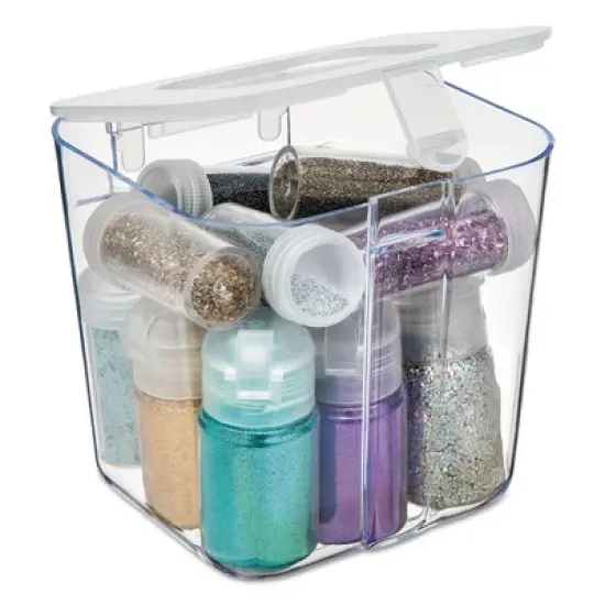Deflecto Stackable Caddy Organizer, Small, Clear, 4.33" x 4" x 4.38" image {3}