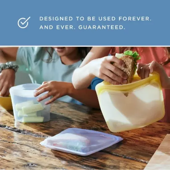 stasher Premium Silicone Reusable Food Storage Bags Lunch Starter Kit - Clear - 4pk image {7}