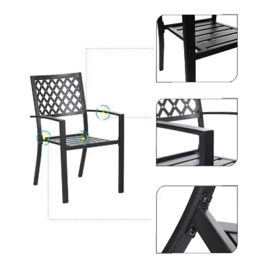 7PC Metal Patio Dining Set with Rectangular Expandable Table & 6 Chairs - Captiva Designs image {5}