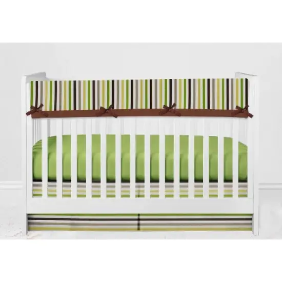 Bacati - Mod Dots Stripes Green Yellow Beige Brown 6 pc Crib Bedding Set with Long Rail Guard Cover image {7}