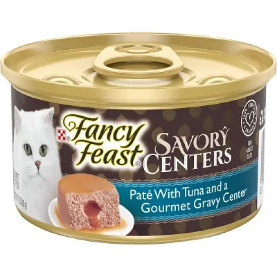 Purina Fancy Feast Savory Centers Pat&eacute; with Tuna and a Gourmet Gravy Center Wet Cat Food - 3oz/24pk image {7}
