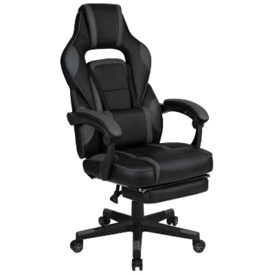 BlackArc Gaming Chair Outfitted With Footrest, Headrest, Lumbar Support Massage Pillow, Reclining Seat/Arms image {10}