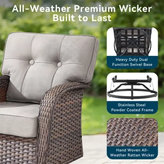 7 Pieces Gymojoy Sofa Ottoman with Swivel Chairs image {10}