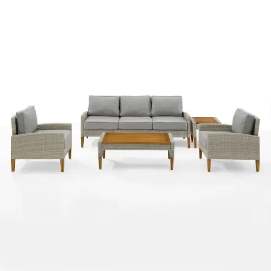 Capella 5pc Outdoor Wicker Sofa Set - Gray - Crosley image {5}